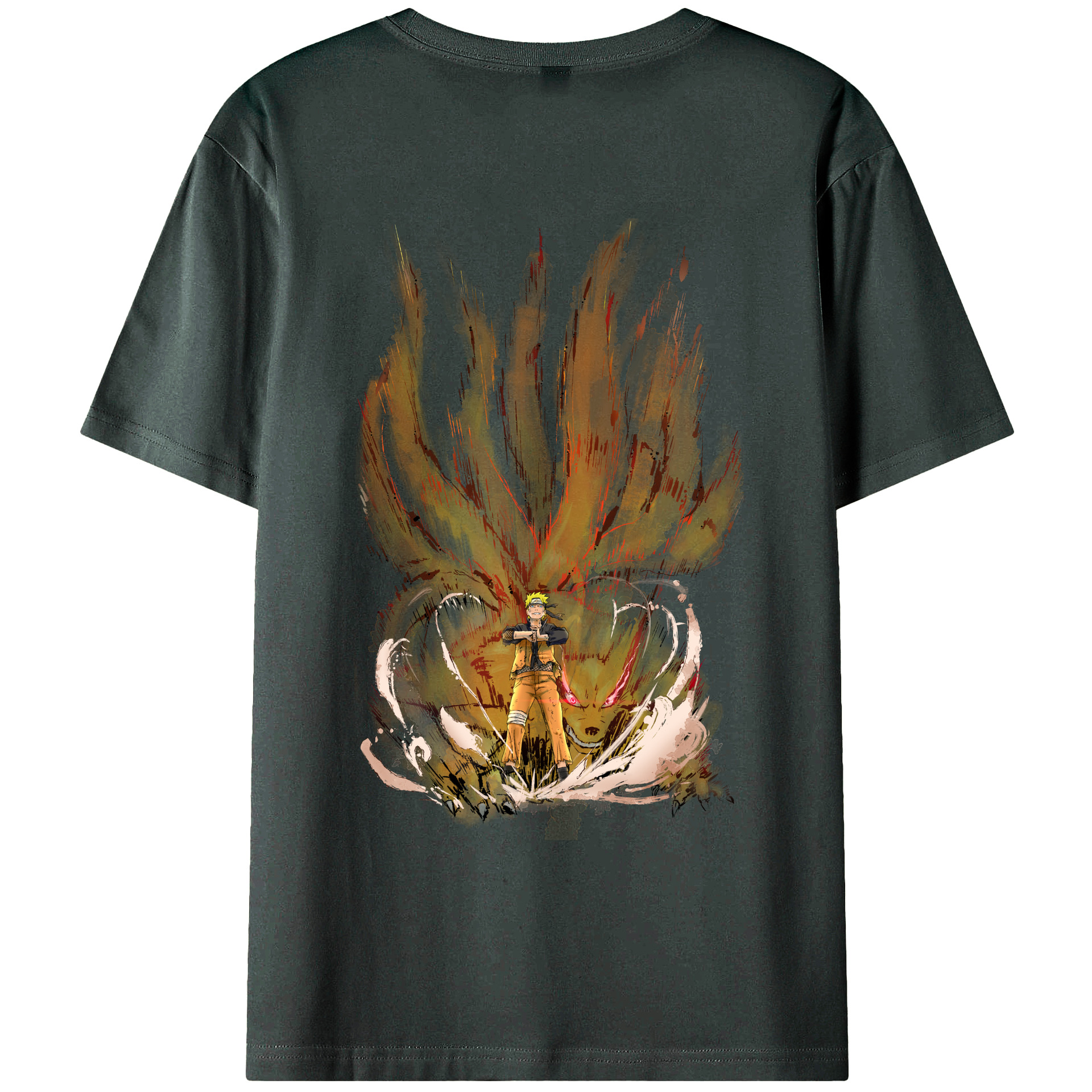 （画像用） NARUTO -ナルト- うずまき ナルト Uzumaki Naruto 綿100％ メンズ半袖Tシャツ（バックプリント） 通気性